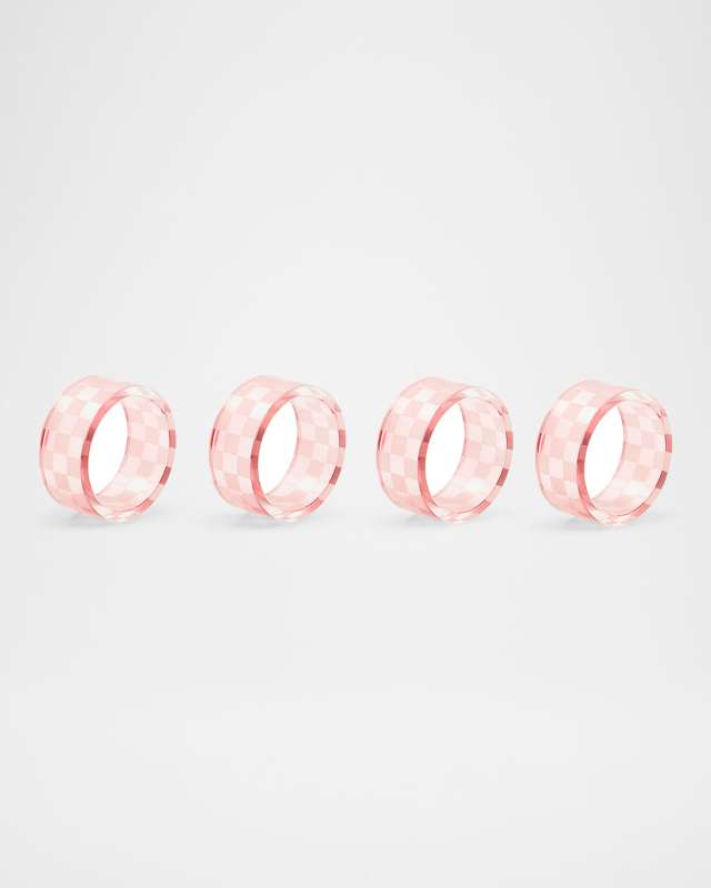 Pink Check Napkin Rings, Set of 4